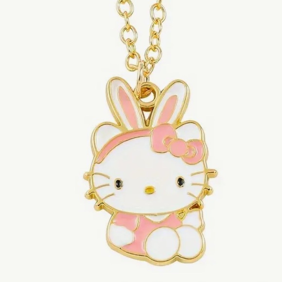 Hello Kitty Bunny Necklace, Hello Kitty Easter Bunny Necklace, Cat Necklace - Picture 2 of 5